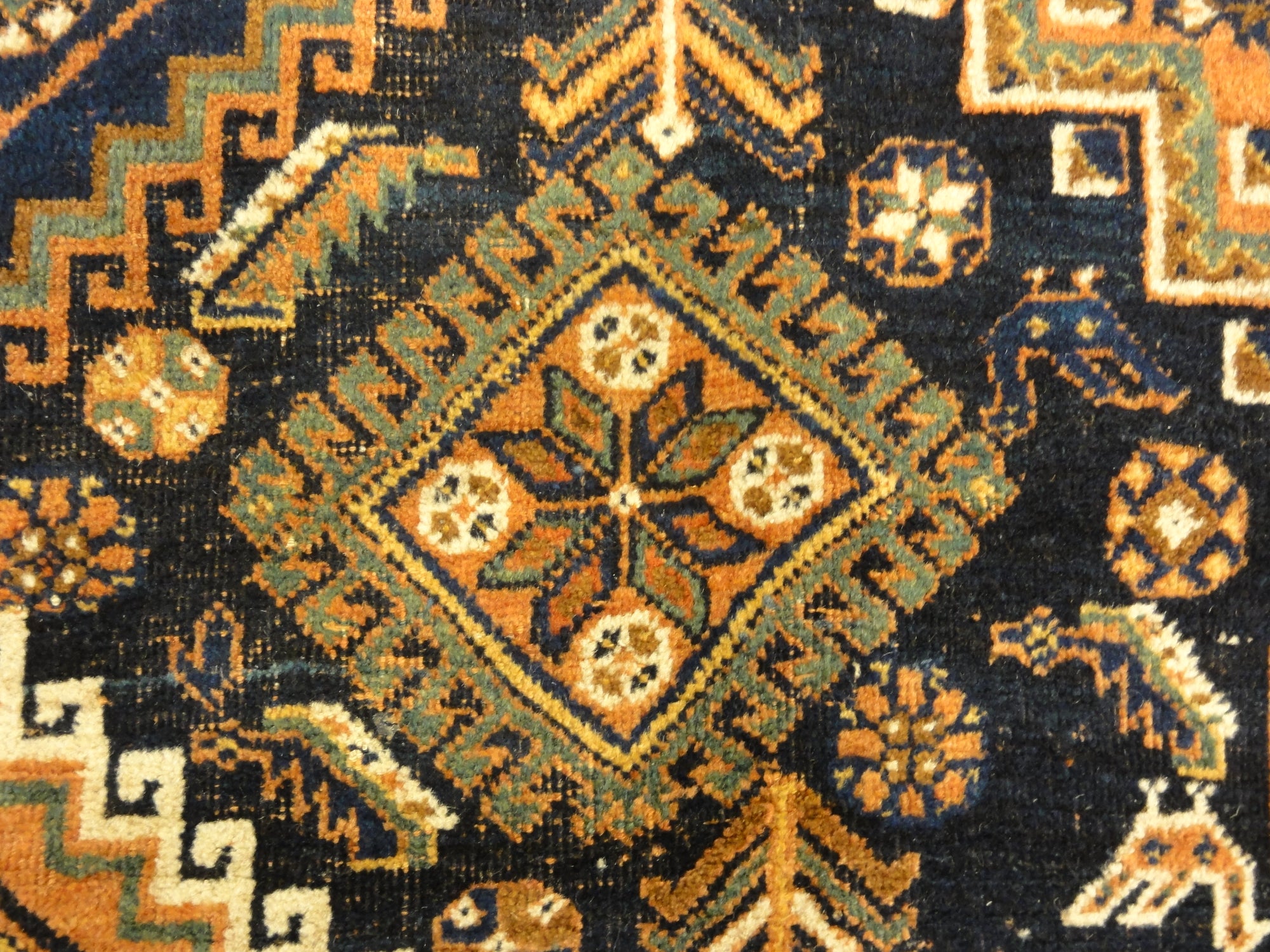 Antique Persian Afshar Rug Circa 1880. A piece of genuine authentic woven carpet art sold by Santa Barbara Design Center Rugs and More.