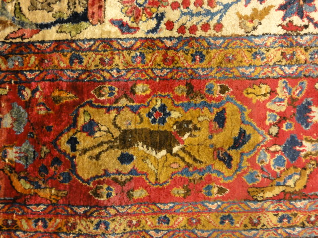 30103 Fine Antique Silk Persian Kashan Tree of Life Rug