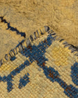 Saree Silk Silver and Indigo Patterned Indian Rug