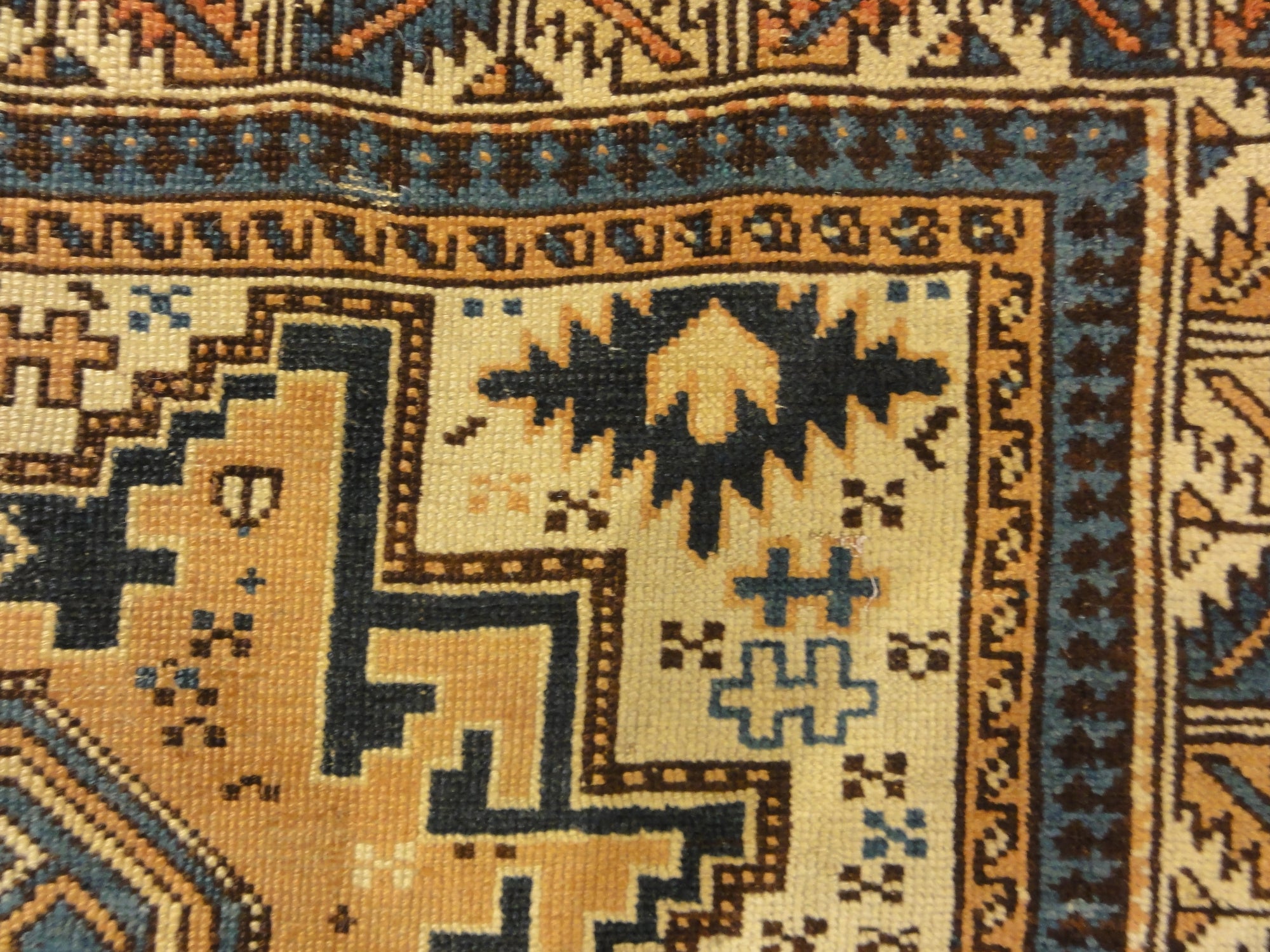 30491 Antique CAucasian Leshgi Star Rug Circa 1880s