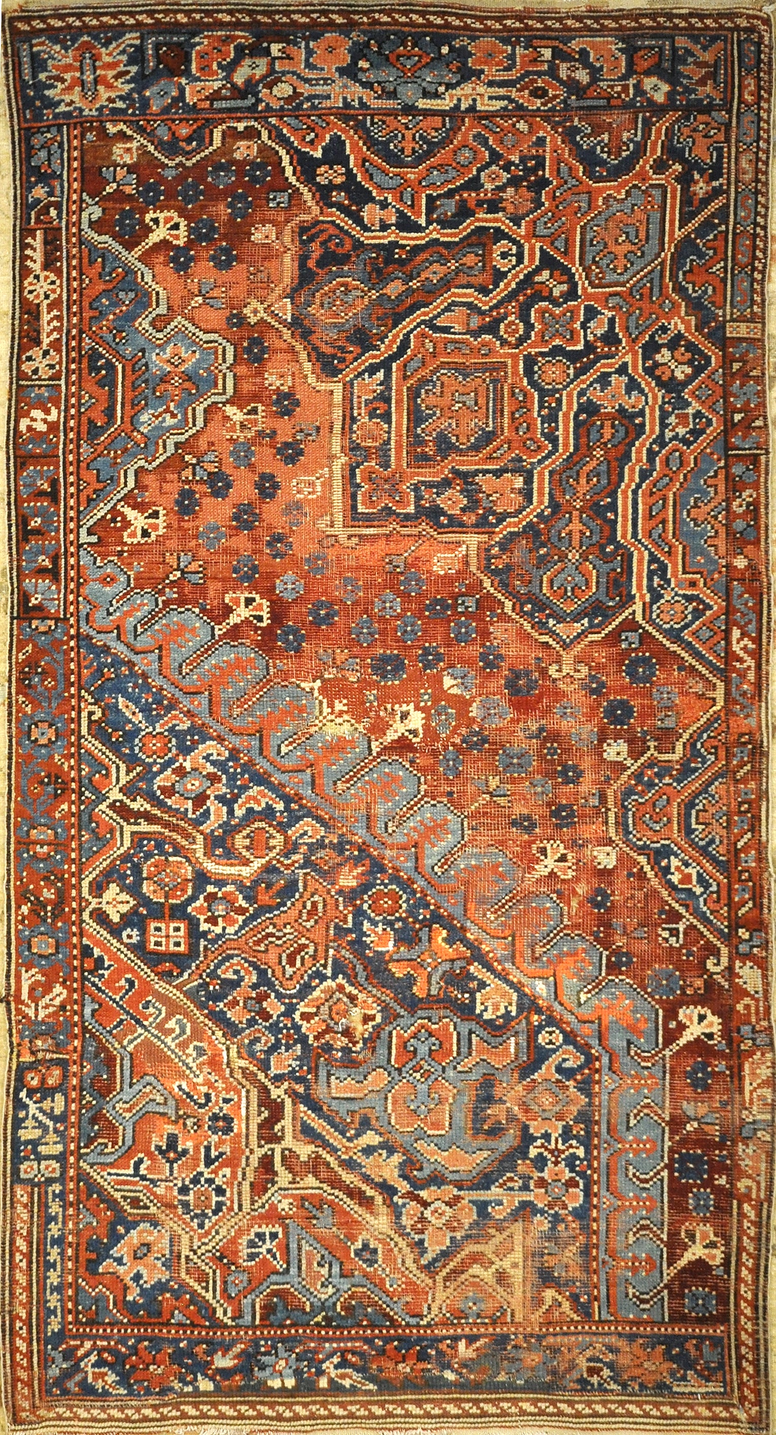 Rare Antique Sampler Oushak from 17th Century. A piece of genuine authentic woven carpet art sold by Santa Barbara Design Center, Rugs and More.