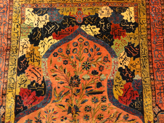 Antique Sultan&#39;s Head Silk Meditation Rug: Garden Of Paradise