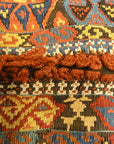 Small Bakhetiari Kelim Saddle Bag some metal threading throughout. Visit us Rugs & More in the Santa Barbara Design Center.