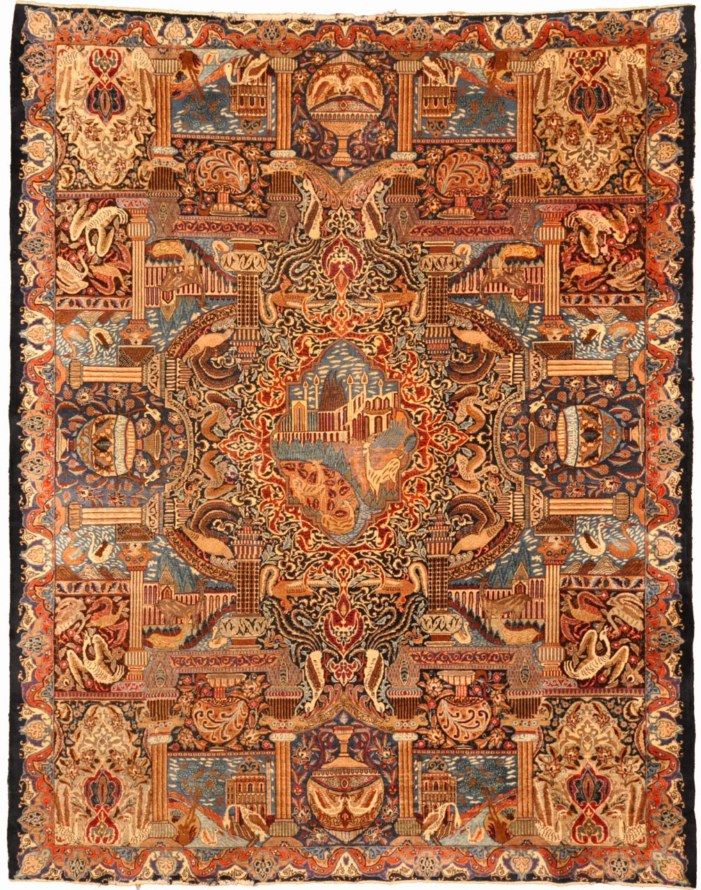Vintage Persian Mythical Rug 25243