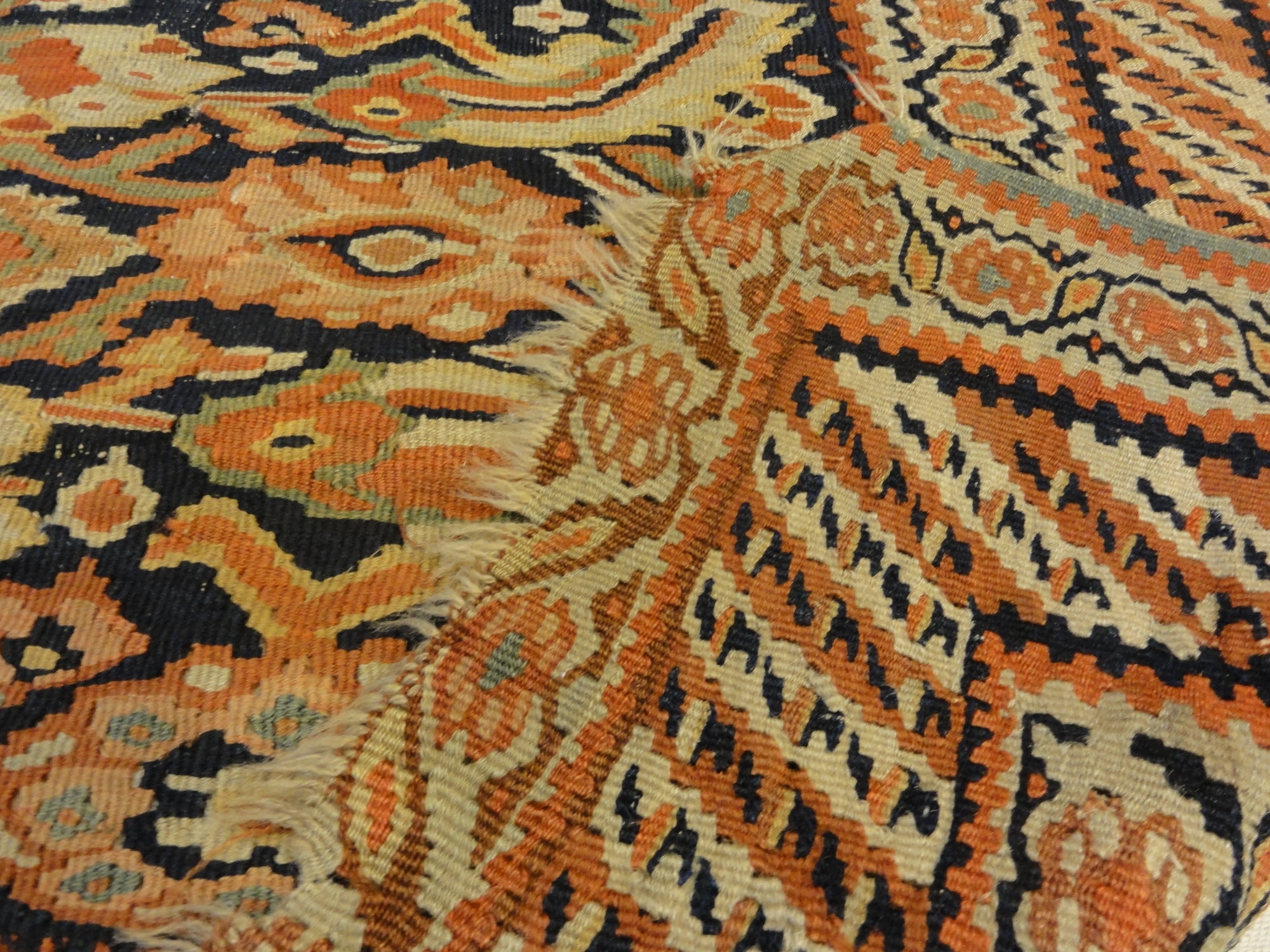 30226 Antique Persian Bijar Kilim Flat Woven 19th Century
