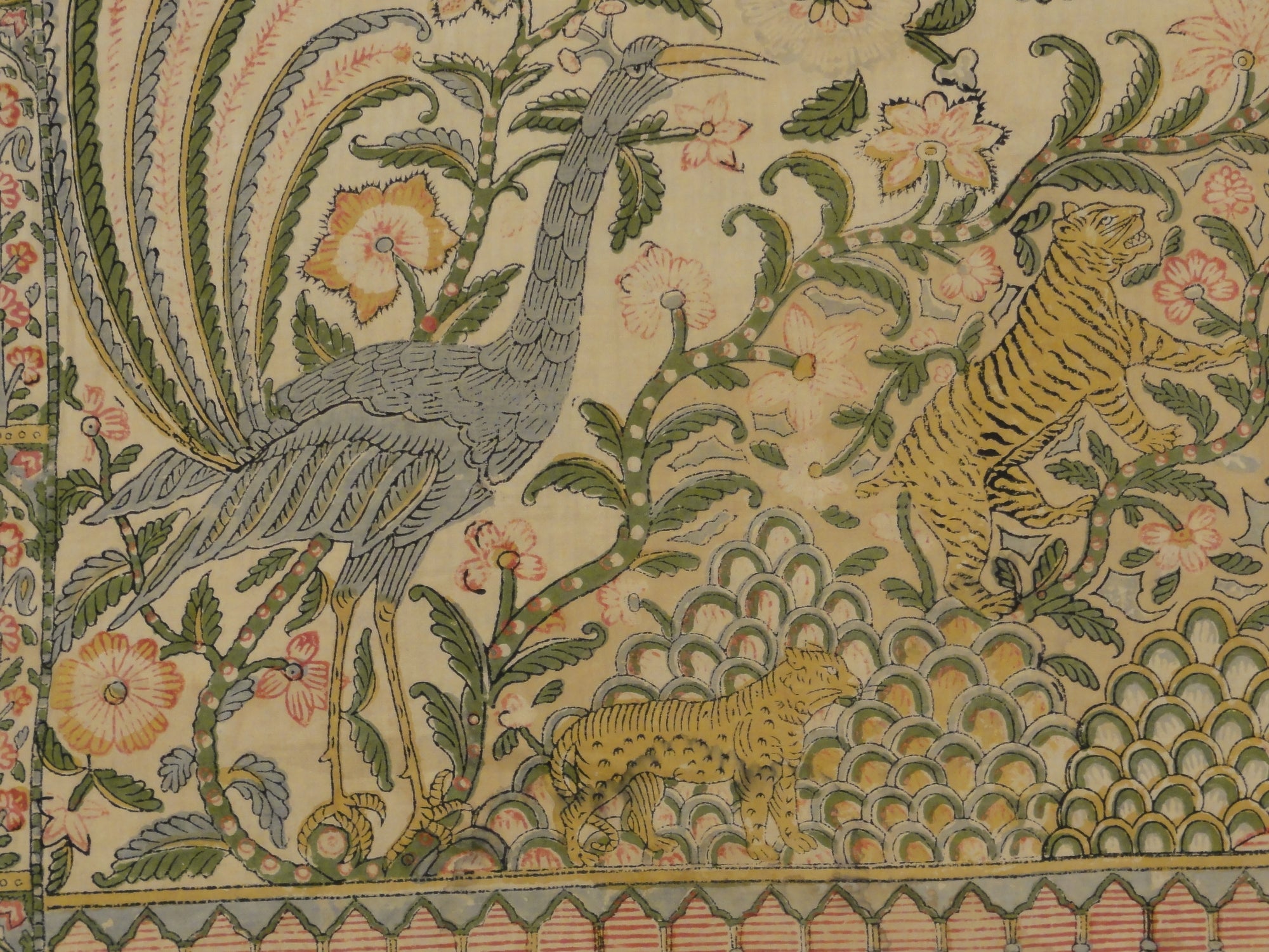 30637 Rare Antique Mughal Palampore Textile with written cartouches