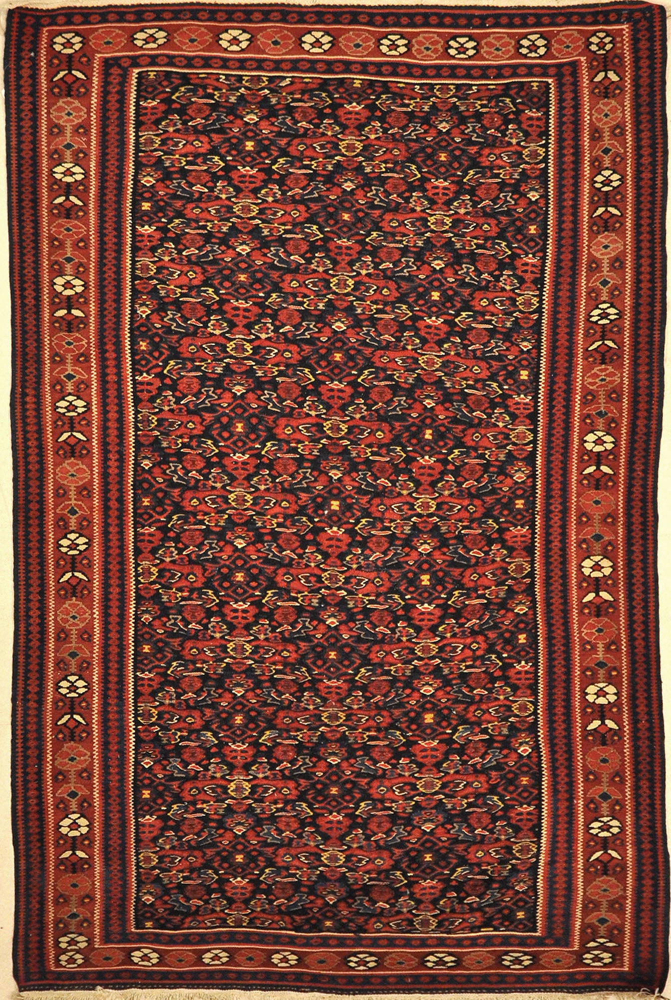 Antique Bijar Kelim Rug. A piece of genuine authentic woven carpet art sold by Santa Barbara Design Center, Rugs and More.