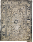 Antique Persian Dorokhsh Charcoal Gray, Dusty Blue