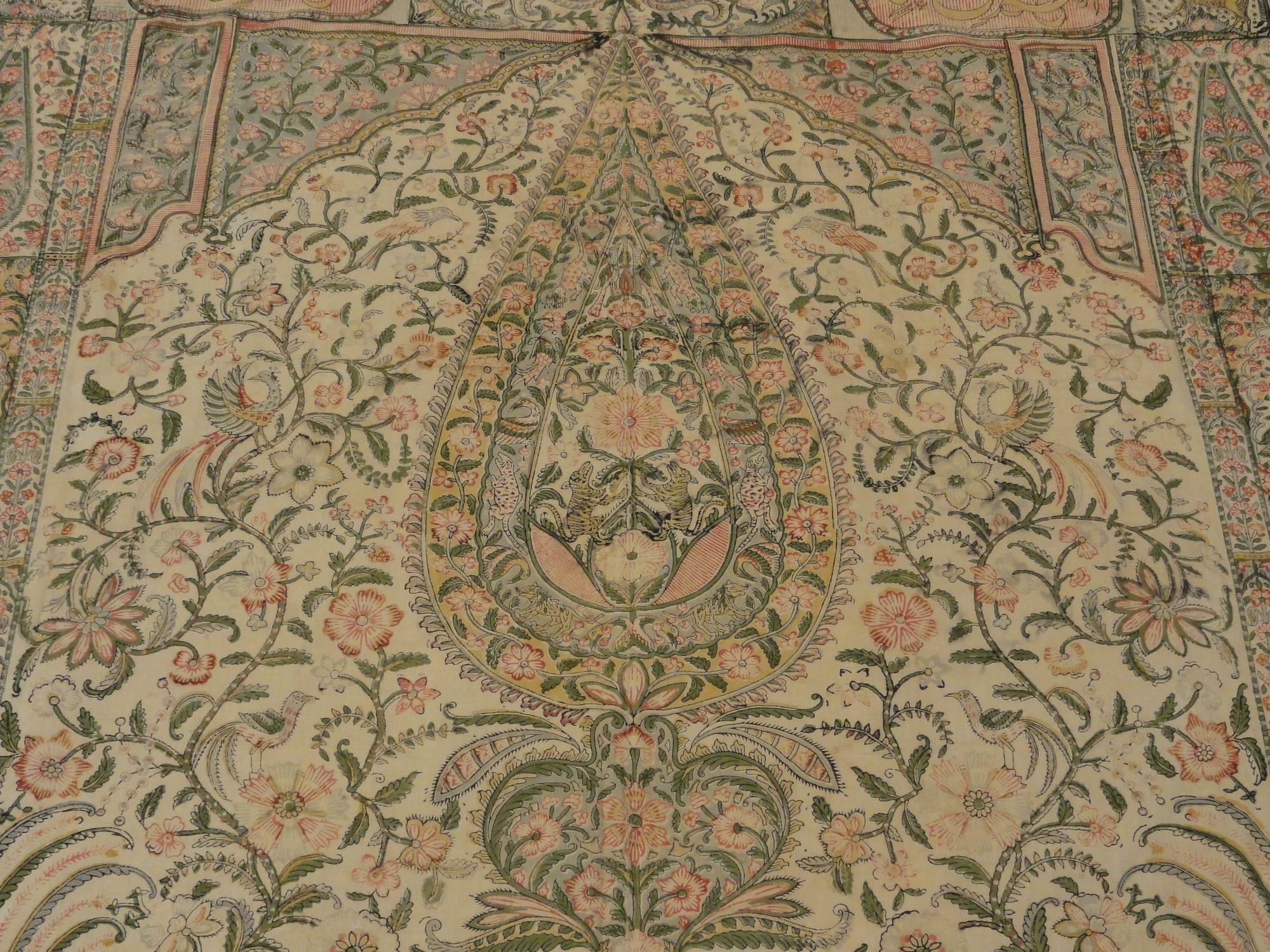 30637 Rare Antique Mughal Palampore Textile with written cartouches