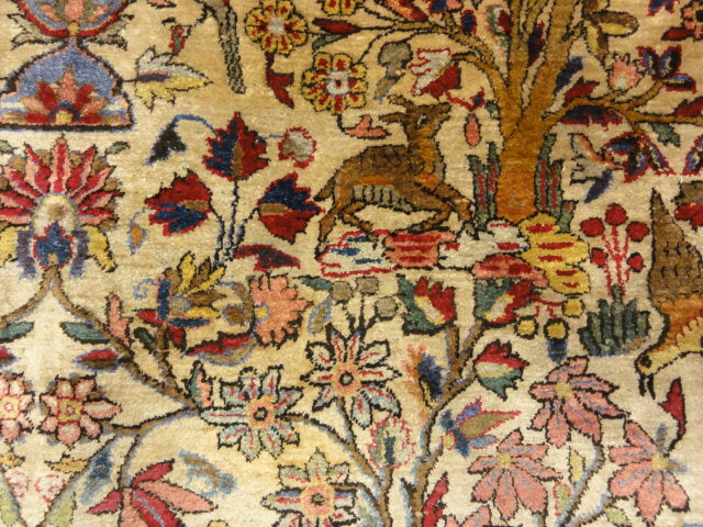 30103 Fine Antique Silk Persian Kashan Tree of Life Rug