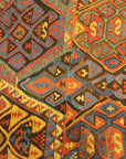 Small Bakhetiari Kelim Saddle Bag some metal threading throughout. Visit us Rugs & More in the Santa Barbara Design Center.