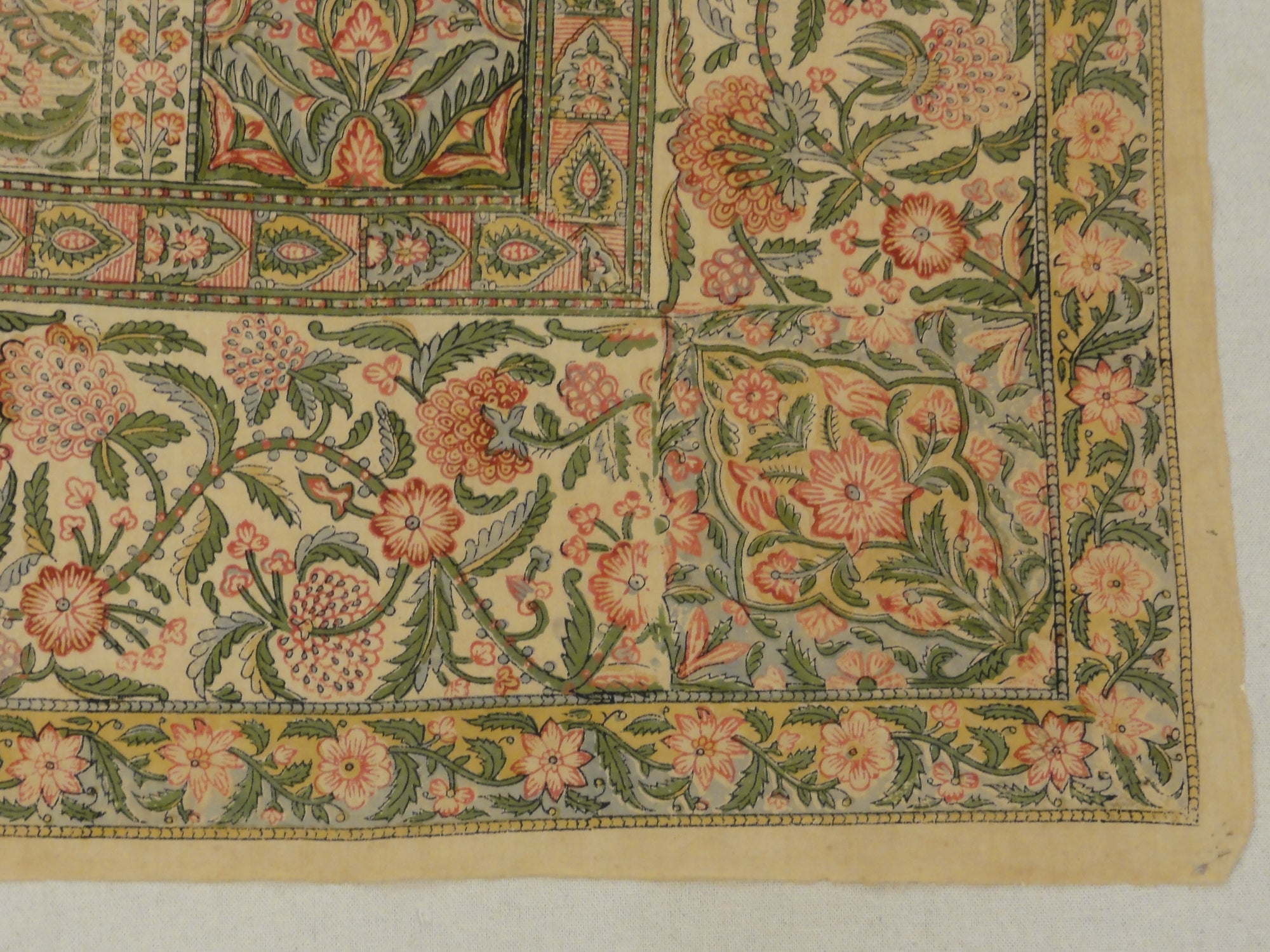 30637 Rare Antique Mughal Palampore Textile with written cartouches