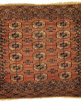 Antique Turkaman Rug featuring repeated design. Made with wool and organic dyes. 3'6 x 3'9