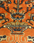 Antique Persian Malayar Vase of Flowers Bagface. A piece of genuine authentic antique woven carpet art sold by the Santa Barbara Design Center Rugs and More