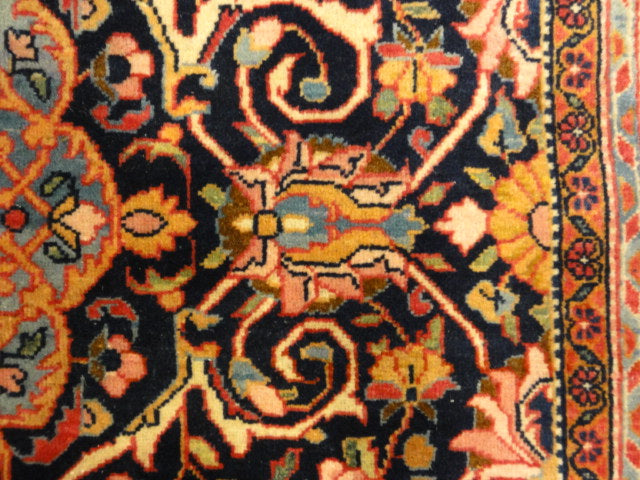 30099 Antique Persian Kashan with Flower Medallion