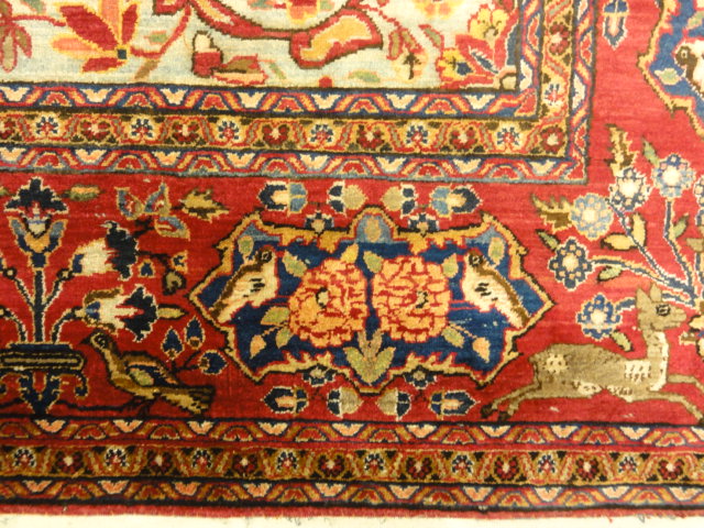 30103 Fine Antique Silk Persian Kashan Tree of Life Rug