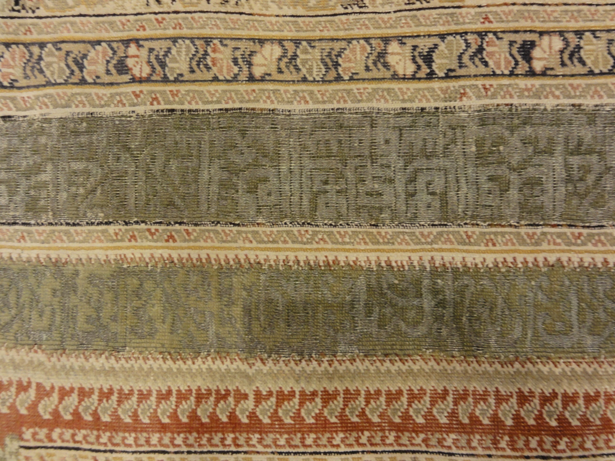 30126 Unique Antique Turkish Silk Prayer Rug with Two Metal Thread Scripts