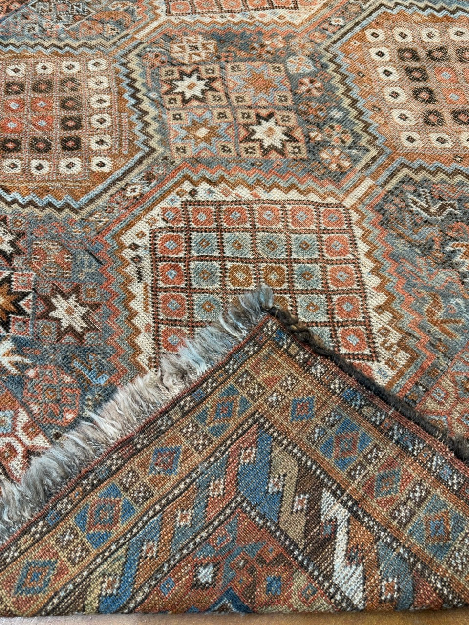 Antique Khamseh Chicken Rug 30670
