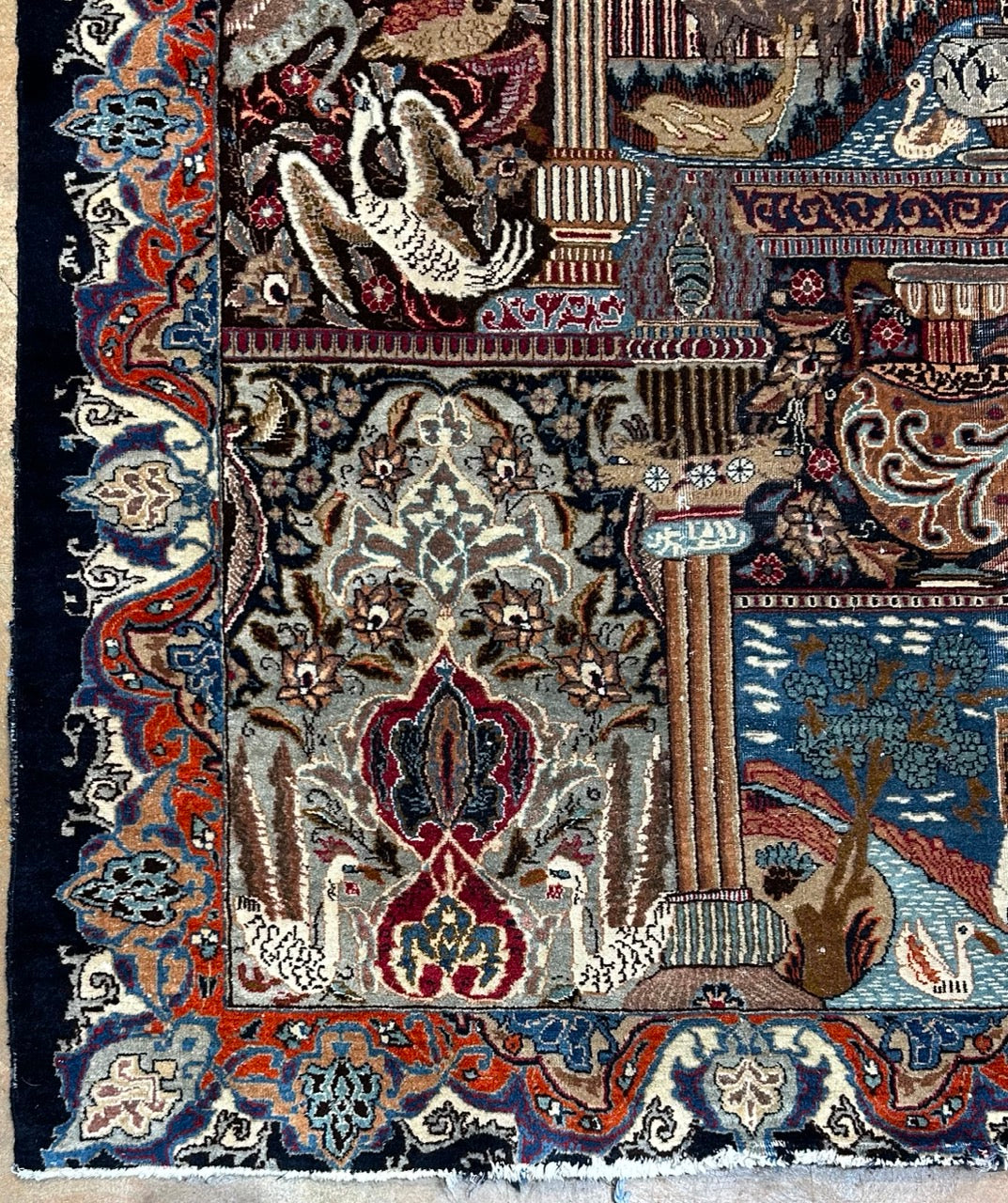 Vintage Persian Mythical Rug 25243