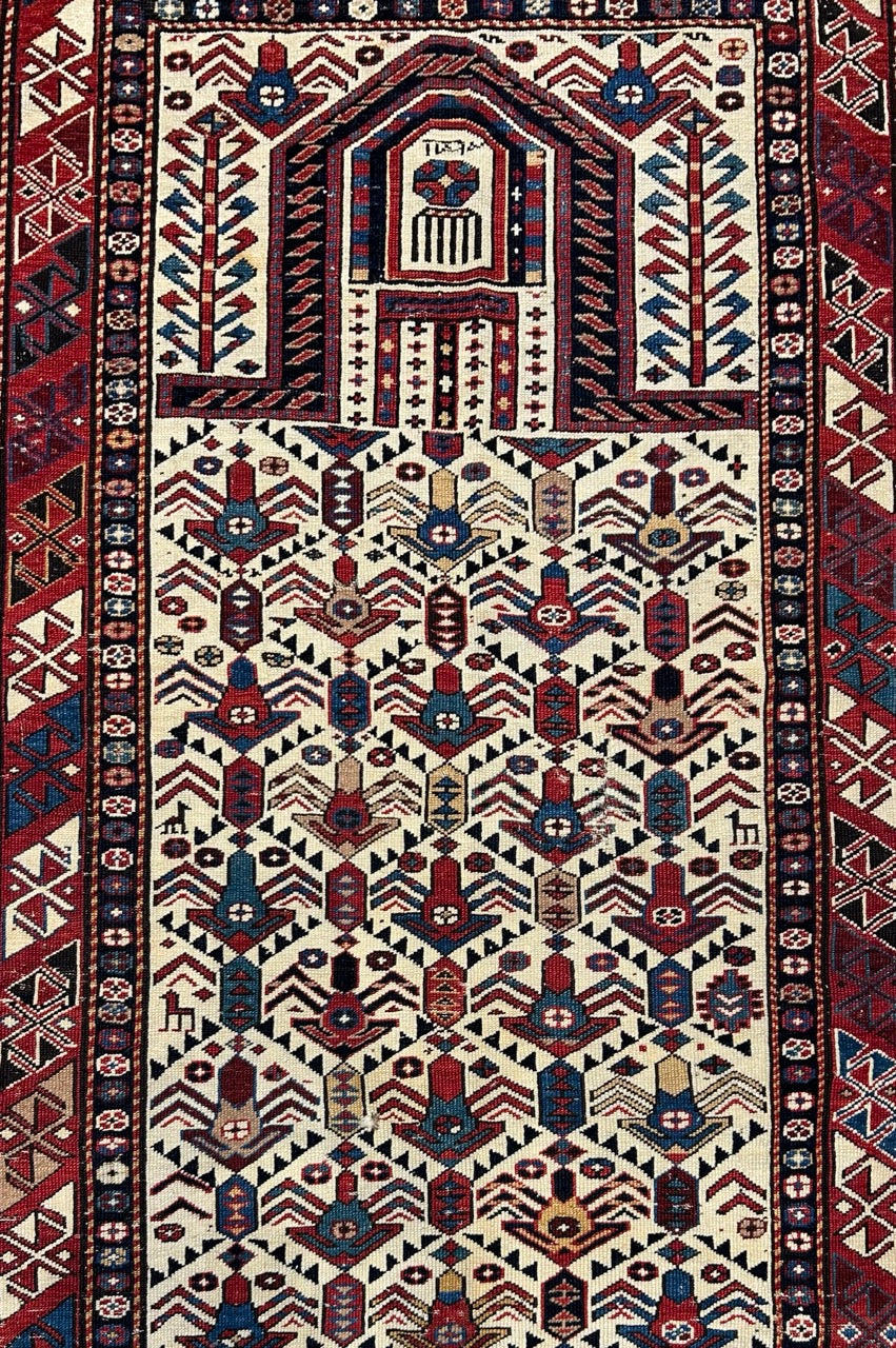 Antique Caucasian Prayer Rug Dated 1892 23068