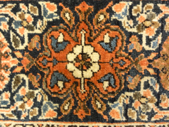 30107 Fine Antique Sarouk Farahan Botteh with Rare Ivory Background