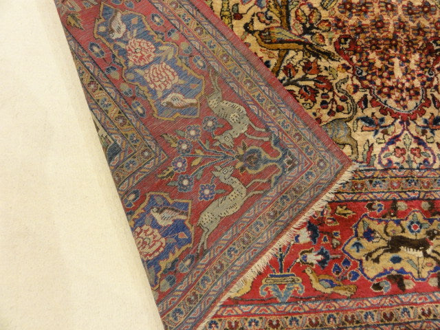 30103 Fine Antique Silk Persian Kashan Tree of Life Rug