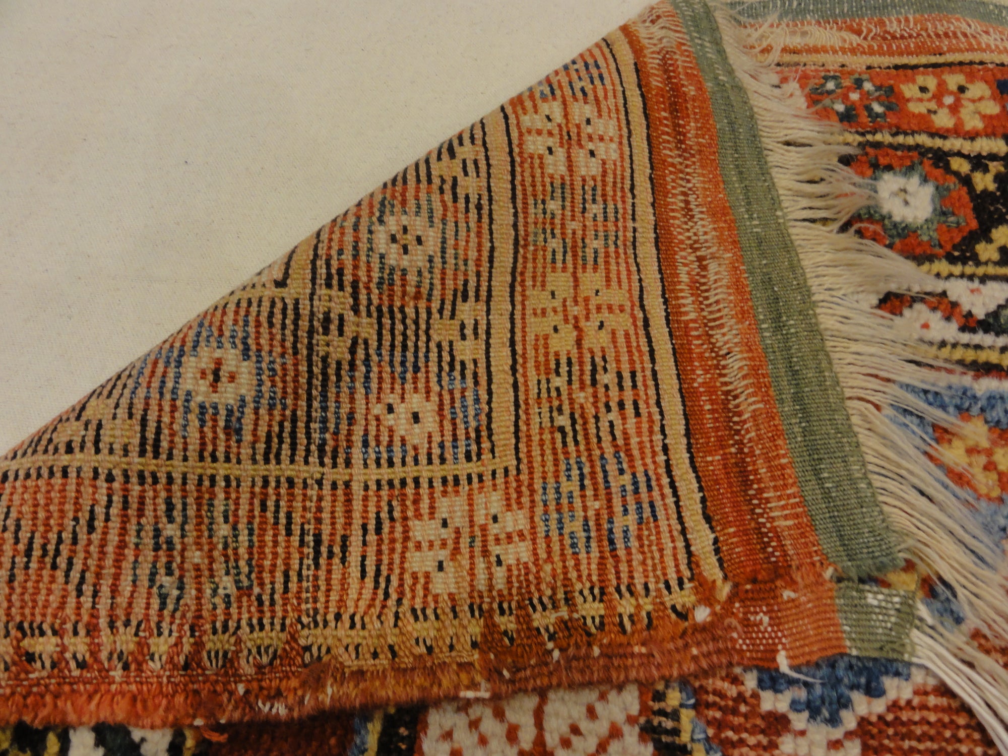 Antique Turkish Bergama Rug. A piece of genuine woven carpet art sold by the Santa Barbara Design Center and Rugs and More.