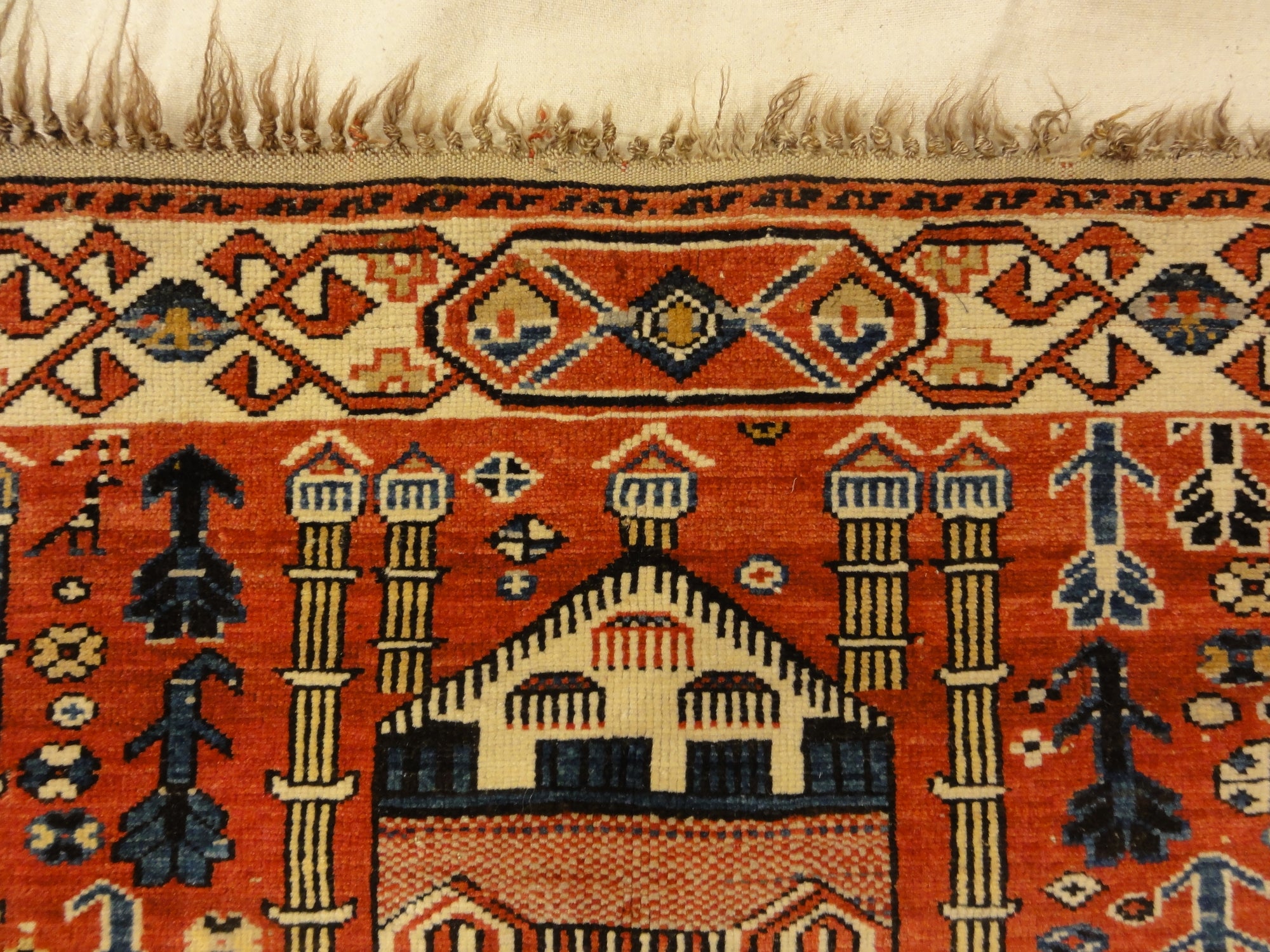 36232 Fine Antique Shirvan meditation Rug with Aya Sofia woven Ca. 1880 mint condition