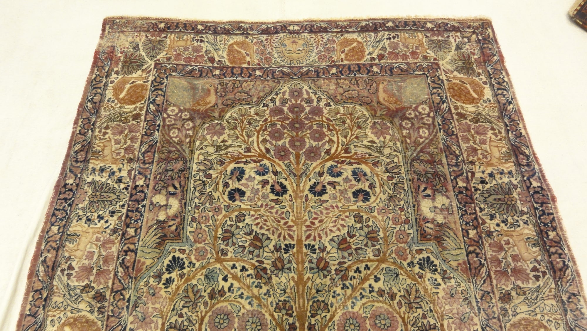 Antique Tree of Life Kerman Rug