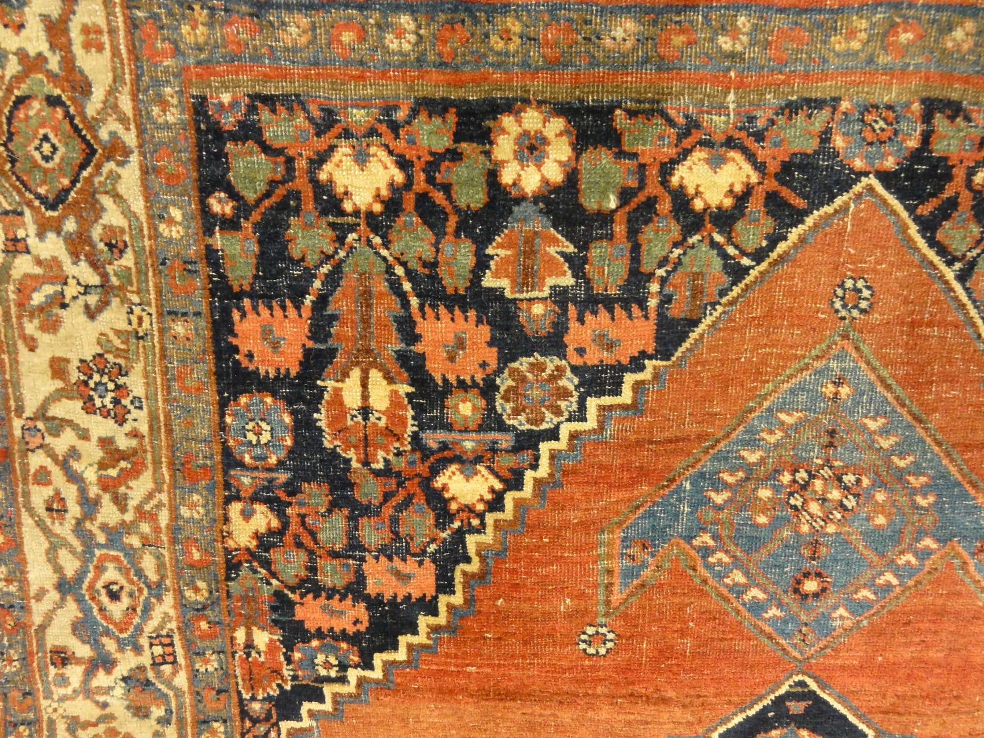 30131 Antique Halvai Bijar Mid 19th Century Wool Foundation Rug