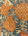 Antique Khamseh with Tribal Flowers. A piece of genuine woven carpet art sold at the Santa Barbara Design Center Rugs and More in Santa Barbara California.